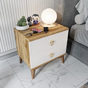 Simple 2 Çekmeceli Komodin Smp5002 Ekru Ceviz