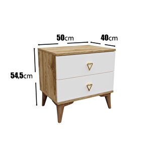 Simple 2 Çekmeceli Komodin Smp5002 Ekru Ceviz