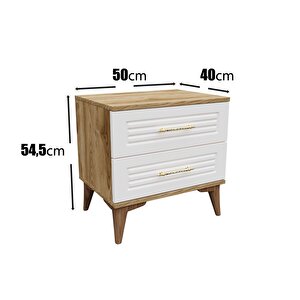 Panjurlu 2 Çekmeceli Komodin Pnj5002 Ekru Ceviz