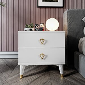 Simple 2 Çekmeceli Komodin Smp5002 Beyaz Gold
