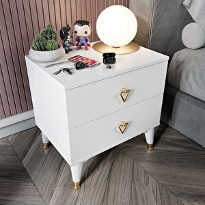 Simple 2 Çekmeceli Komodin Smp5002 Beyaz Gold