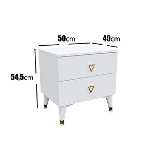 Simple 2 Çekmeceli Komodin Smp5002 Beyaz Gold