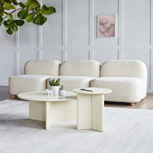 Most Wooden 2'li Set Orta Sehpa %100 Ahşap Boyalı Beyaz (evi̇ni̇ze Tesli̇m)
