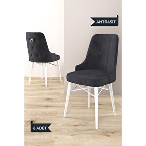 Arven Serisi 80x132 Açılabilir Mdf Beyaz Mutfak Masa Takımı 6 Sandalye