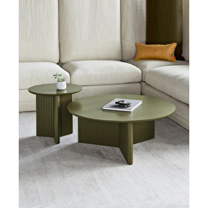 Most Wooden 2'li Set Orta Sehpa %100 Ahşap Boyalı Haki (evi̇ni̇ze Tesli̇m)