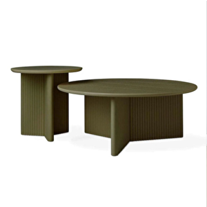Most Wooden 2'li Set Orta Sehpa %100 Ahşap Boyalı Haki (evi̇ni̇ze Tesli̇m)