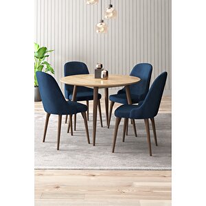 Adel Serisi 90x90 Atlantik Çam Mdf Mutfak Masa Takımı 4 Adet Sandalye Lacivert