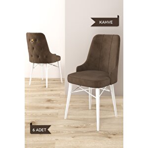 Arven Serisi 80x132 Açılabilir Mdf Beyaz Mutfak Masa Takımı 6 Sandalye