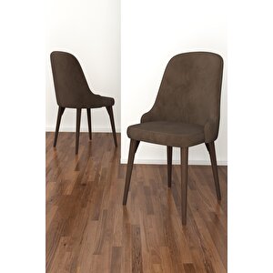 Adel Serisi 90x90 Atlantik Çam Mdf Mutfak Masa Takımı 4 Adet Sandalye Kahve
