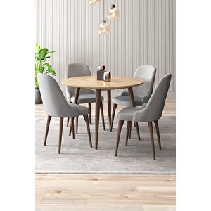 Adel Serisi 90x90 Atlantik Çam Mdf Mutfak Masa Takımı 4 Adet Sandalye Gri
