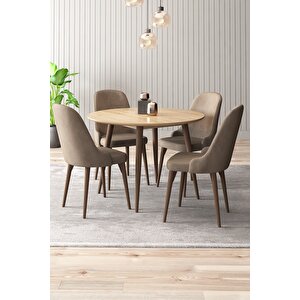 Adel Serisi 90x90 Atlantik Çam Mdf Mutfak Masa Takımı 4 Adet Sandalye Cappuccino