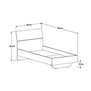 Prestij Tek Kişilik Karyola - Noce/beyaz 95x90x195 Cm