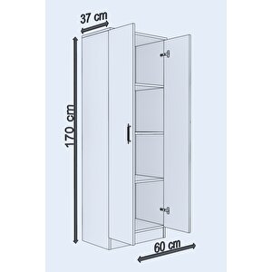 Abete-2 Kapılı Gardırop / Atlantik Çam-beyaz