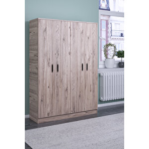 Abete-4 Kapılı Çekmecesiz Atlantik Çam Gardırop/170x120x37