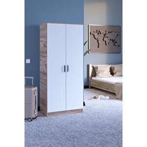 Abete-2 Kapılı Geniş Atlantik Çam-beyaz Gardırop /179x76x45