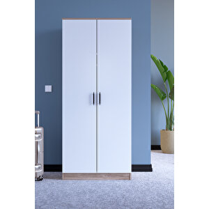 Abete-2 Kapılı Geniş Atlantik Çam-beyaz Gardırop /179x76x45