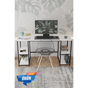 140*50 Cm Metal Çalışma Bilgisayar Ofis Masası Kitaplıklı 1000 Beyaz