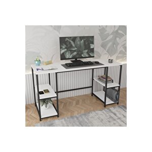 140*50 Cm Metal Çalışma Bilgisayar Ofis Masası Kitaplıklı 1000 Beyaz
