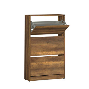 Flat Duo 3 Katlı Geniş Ayakkabılık - Oslo Ceviz 73x119x26 Cm