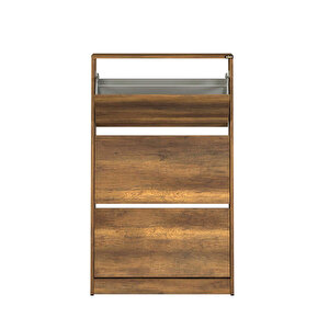 Flat Duo 3 Katlı Geniş Ayakkabılık - Oslo Ceviz 73x119x26 Cm