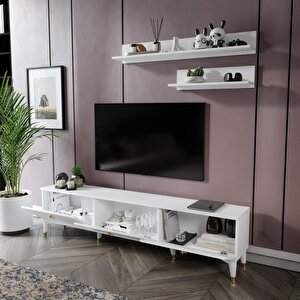 Simple Modern 180 Cm Smp18033 Tv Ünitesi 2 Raflı Beyaz Gold