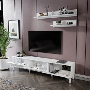 Simple Modern 180 Cm Smp18033 Tv Ünitesi 2 Raflı Beyaz Gümüş