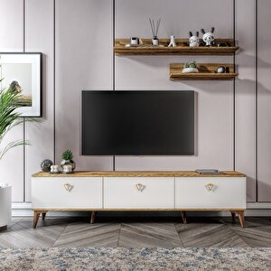 Simple Modern 180 Cm Smp18033 Tv Ünitesi 2 Raflı Eekru Ceviz