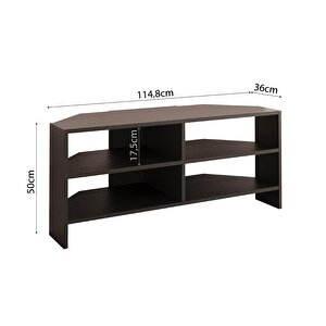 Roy B1430 Köşe Tv Ünitesi Tv Sehpası – Siyah | Minimal Açık Raflı