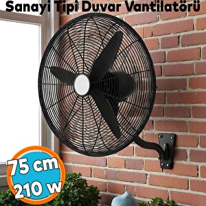 Sanayi Tipi Duvar Vantilatörü 75 Cm 210 W Endüstriyel Geniş Sessiz Duvara Monte Fan