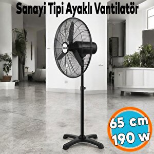 Sanayi Tipi Ayaklı Vantilatör 65 Cm 190 W Sessiz Geniş Alanlara Uygun Endüstriyel Güçlü Fan