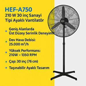 Sanayi Tipi Ayaklı Vantilatör 75 Cm 210w Sessiz Geniş Alanlara Uygun Endüstriyel Güçlü Fan