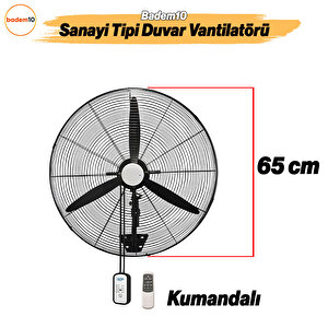 Sanayi Tipi Kumandalı Duvar Vantilatörü 65 Cm 190w Endüstriyel Sessiz Duvara Monte Fan
