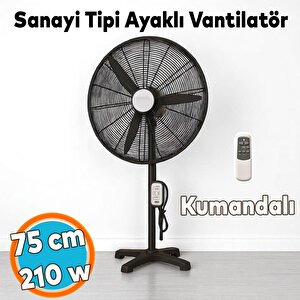 Sanayi Tipi Ayaklı Kumandalı Vantilatör 75 Cm 210w Sessiz Geniş Alanlara Uygun Endüstriyel Güçlü Fan