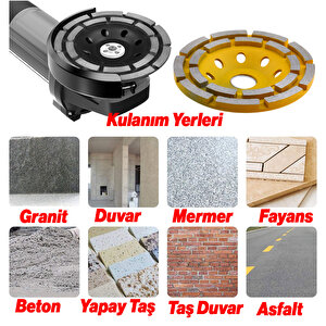 Çanak Disk Beton Mermer Granit Taşlama Elmas Yüzey Silme Temizleme Çift Sıra Segmanlı 115 Mm