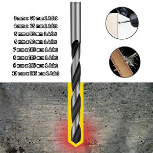 Ahşap Delme Matkap Ucu Set 8 'li Paket Ağaç Sunta Kartonpiyer Delme 3 4 5 6 7 8 9 10 Mm Çap