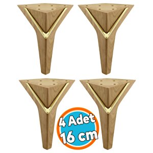 Mobilya Oturma Grubu Kanepe Sehpa Ünite Koltuk Ayağı Baza Ayakları 16 Cm Açık Ceviz Gold (4 Adet)
