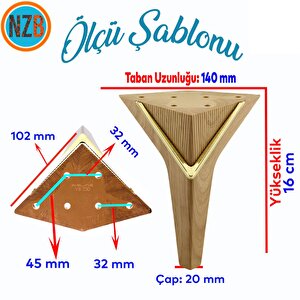Mobilya Oturma Grubu Kanepe Sehpa Ünite Koltuk Ayağı Baza Ayakları 16 Cm Açık Ceviz Gold (4 Adet)