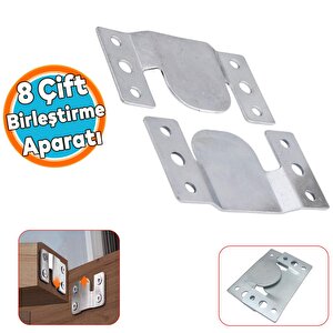 Baza Başlık Mobilya Karyola Köşe Koltuk Birleştirme Sacı Saç Bağlama Braketi Metal (8 Çift Takım)