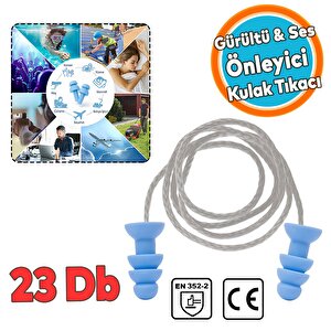 Yıkanabilir Kulak Tıkacı 23 Db İpli Su Geçirmez, Gürültü Önleyici Yüzme Uyku Seyahat İçin Tıkaç