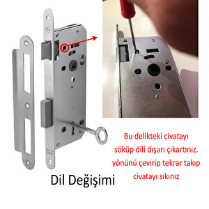 Oda Kapı Pvc Kapı Ahşap Kapı Wc Banyo Gömme Kilit Gövde Kilidi Silindirsiz Barelsiz Anahtarlı 45 Mm