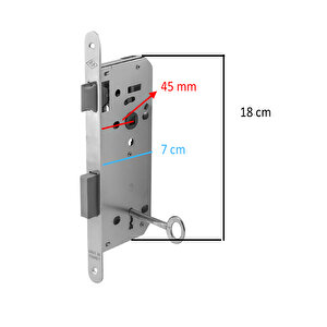 Oda Kapı Pvc Kapı Ahşap Kapı Wc Banyo Gömme Kilit Gövde Kilidi Silindirsiz Barelsiz Anahtarlı 45 Mm