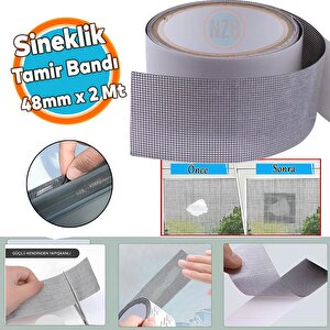 Yapışkanlı Sineklik Tülü Tamir Bandı Yırtık Kopmuş Delik Fiber Tül Yapıştırma Gri 48 Mm X 2 Metre