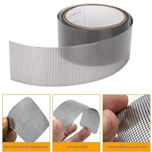 Yapışkanlı Sineklik Tülü Tamir Bandı Yırtık Kopmuş Delik Fiber Tül Yapıştırma Gri 48 Mm X 2 Metre