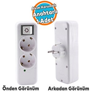 Akım Korumalı Kablosuz Anahtarlı 2'li Grup Priz Golyat Düğmeli Fiş Priz Topraklı Çoklu Çoğaltıcı