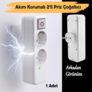 Akım Korumalı Kablosuz Anahtarlı 2'li Grup Priz Golyat Düğmeli Fiş Priz Topraklı Çoklu Çoğaltıcı