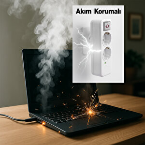 Akım Korumalı Kablosuz Anahtarlı 2'li Grup Priz Golyat Düğmeli Fiş Priz Topraklı Çoklu Çoğaltıcı
