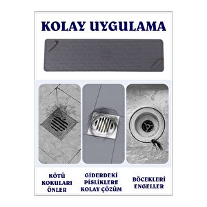 Kötü Koku Önleyici Uzun Duş Gideri Silikon Mat Duş Gideri Kapağı Tıpası Böcek Önleyici Gri̇