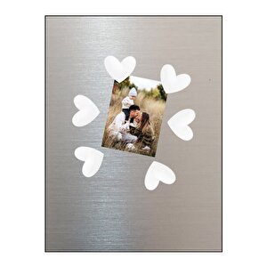 Magnet - Buzdolabı Magneti - Buzdolabı Süsü - 6’lı Kalpli Magnet - Sevgililer Günü Hediyesi Kırık Beyaz