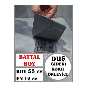 Kötü Koku Önleyici Uzun Duş Gideri Silikon Mat Duş Gideri Böcek Önleyici Kapak 55x12 Cm Battal Boy