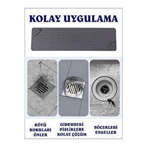 Kötü Koku Önleyici Uzun Duş Gideri Silikon Mat Duş Gideri Böcek Önleyici Kapak 55x12 Cm Battal Boy